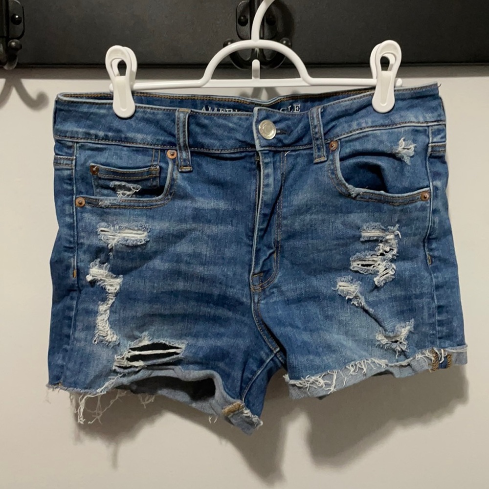 American Eagle Medium Wash Distressed Shorts